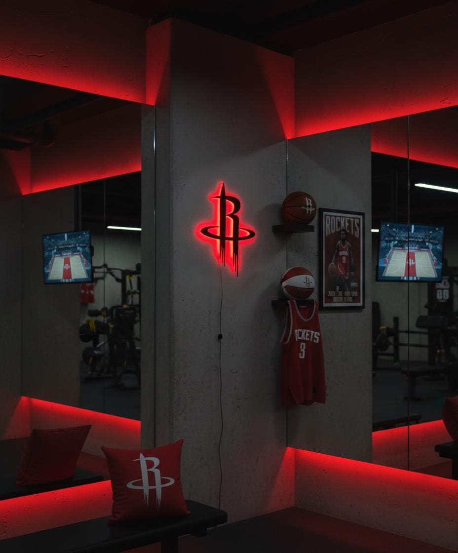 Houston Rockets Wall Art - NBA Team Logo Game Room Decor Man Cave Gift