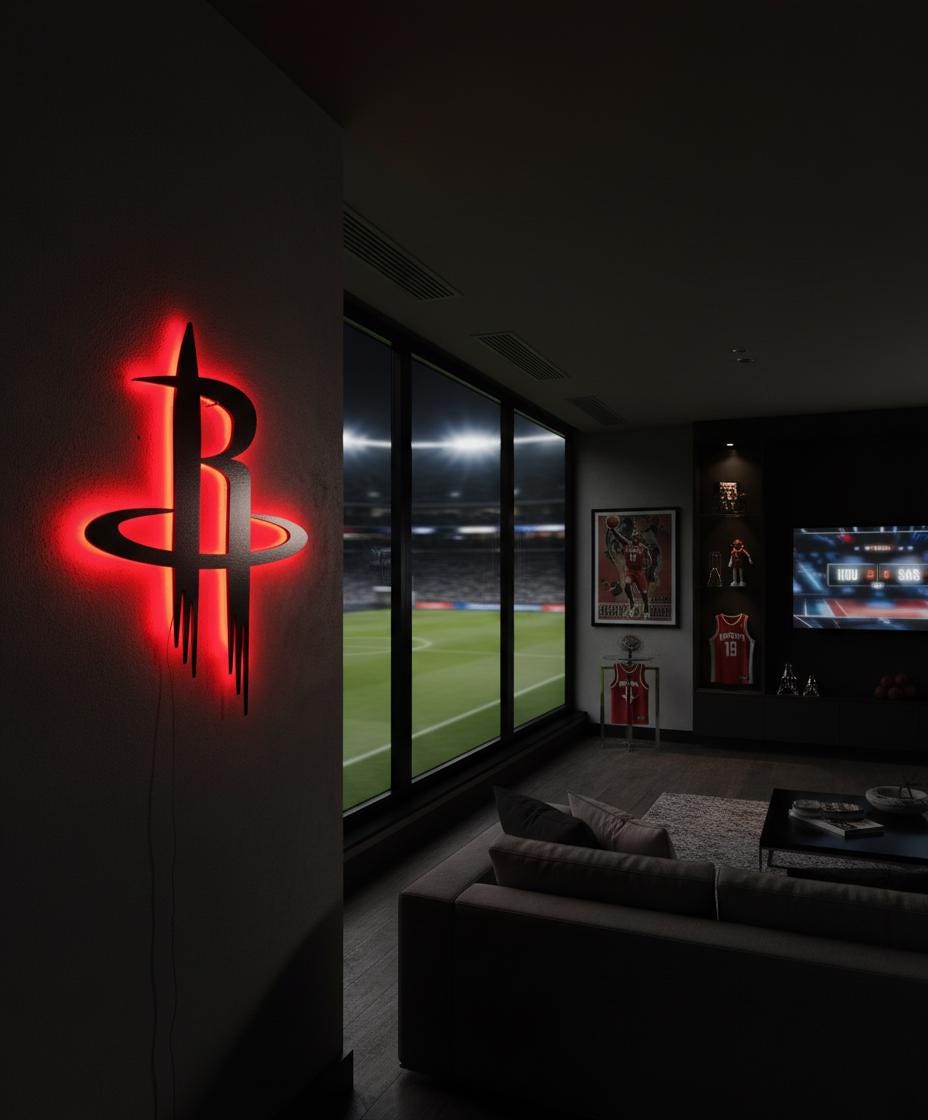 Houston Rockets Wall Art - NBA Team Logo Game Room Decor Man Cave Gift