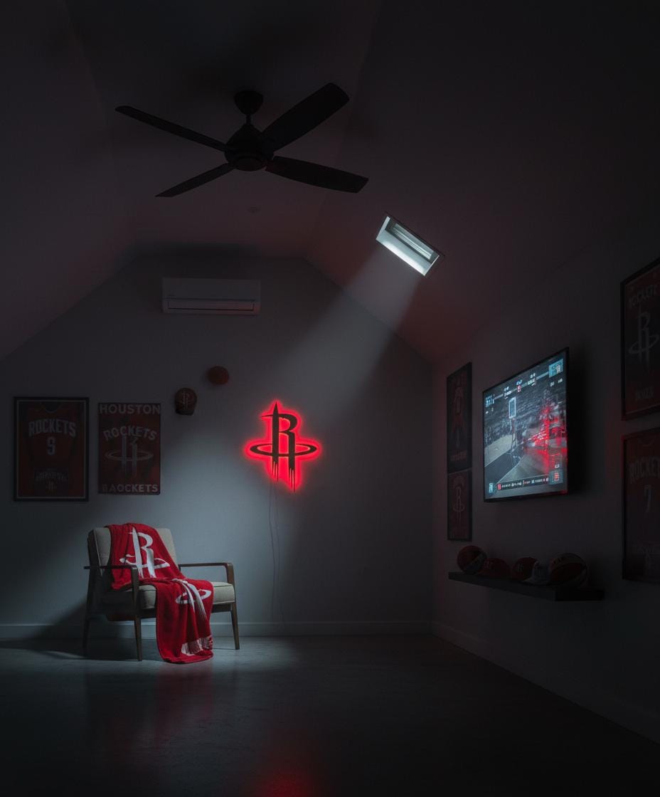 Houston Rockets Wall Art - NBA Team Logo Game Room Decor Man Cave Gift