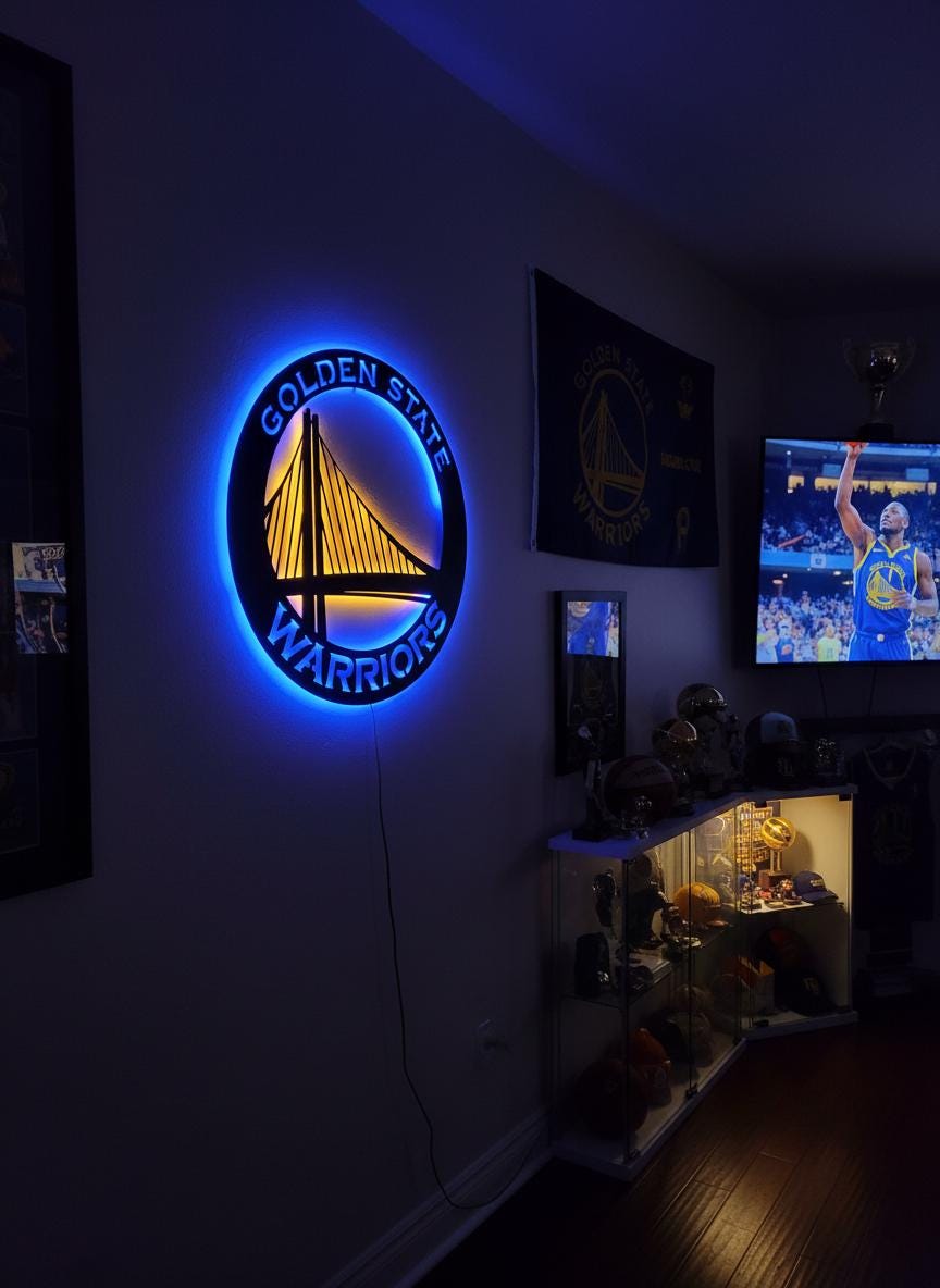 Golden State Warriors Wall Art - NBA Team Logo Sports Fan Game Room Decor