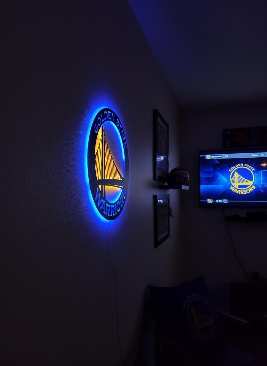 Golden State Warriors Wall Art - NBA Team Logo Sports Fan Game Room Decor