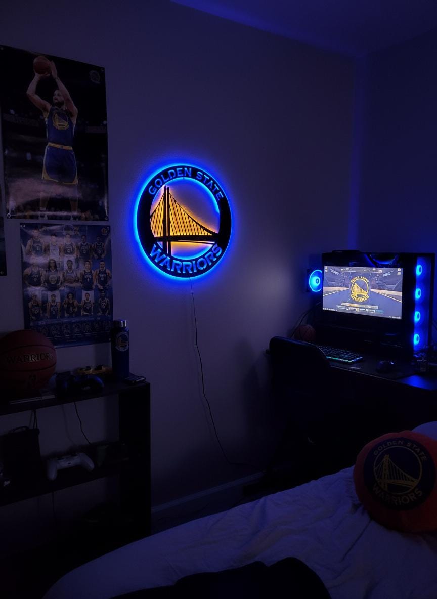 Golden State Warriors Wall Art - NBA Team Logo Sports Fan Game Room Decor