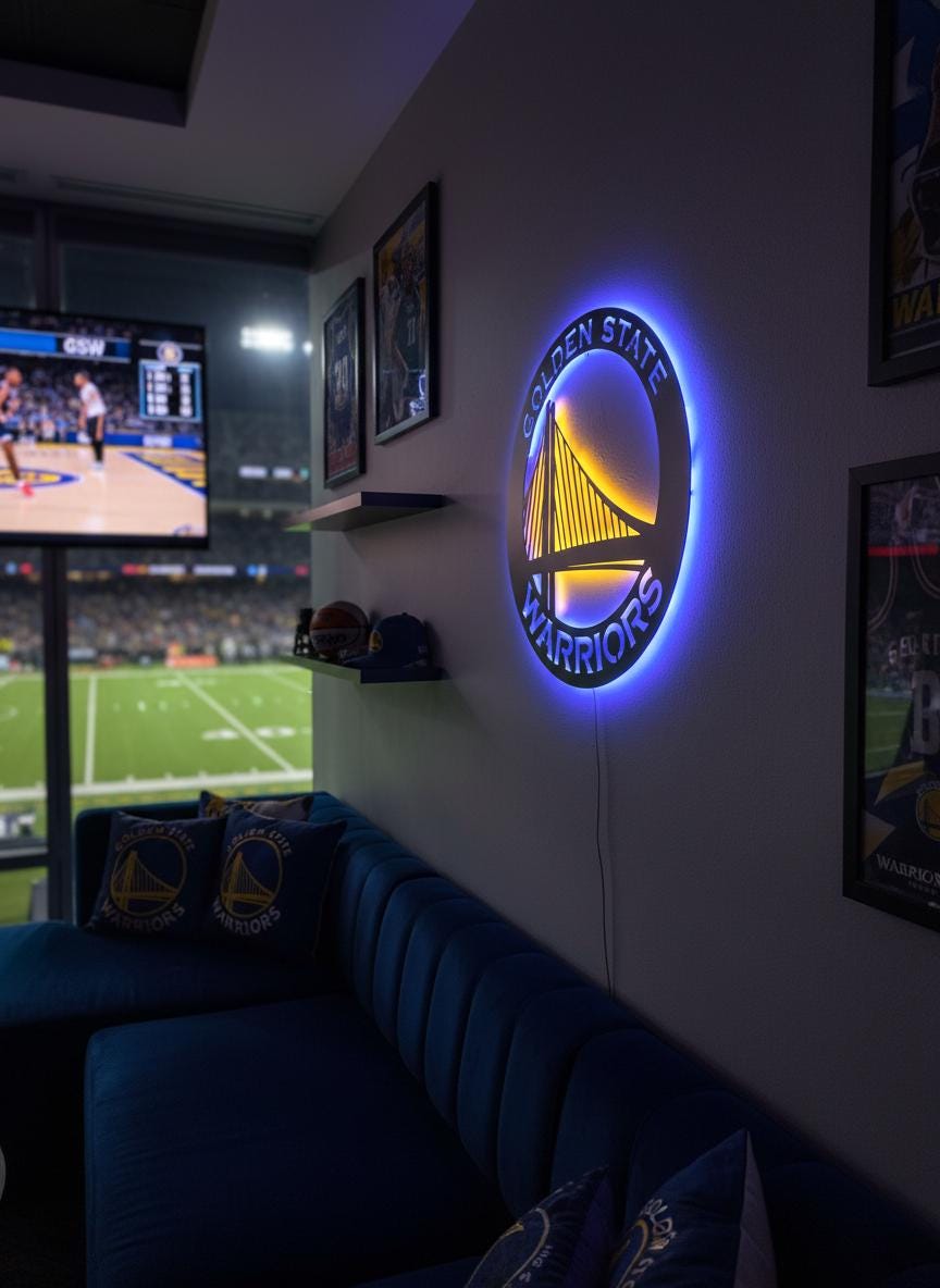 Golden State Warriors Wall Art - NBA Team Logo Sports Fan Game Room Decor