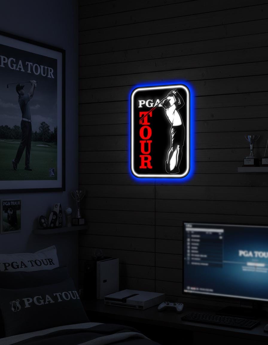 PGA Tour Metal Wall Art – Golf Logo Decor, Man Cave Statement Piece