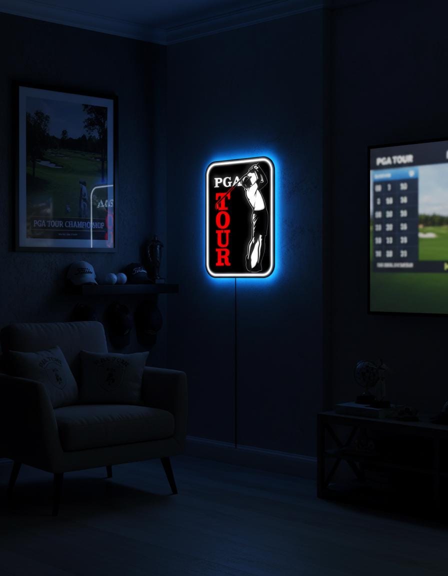 PGA Tour Metal Wall Art – Golf Logo Decor, Man Cave Statement Piece