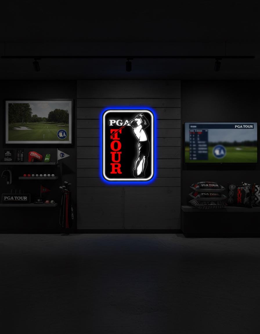 PGA Tour Metal Wall Art – Golf Logo Decor, Man Cave Statement Piece