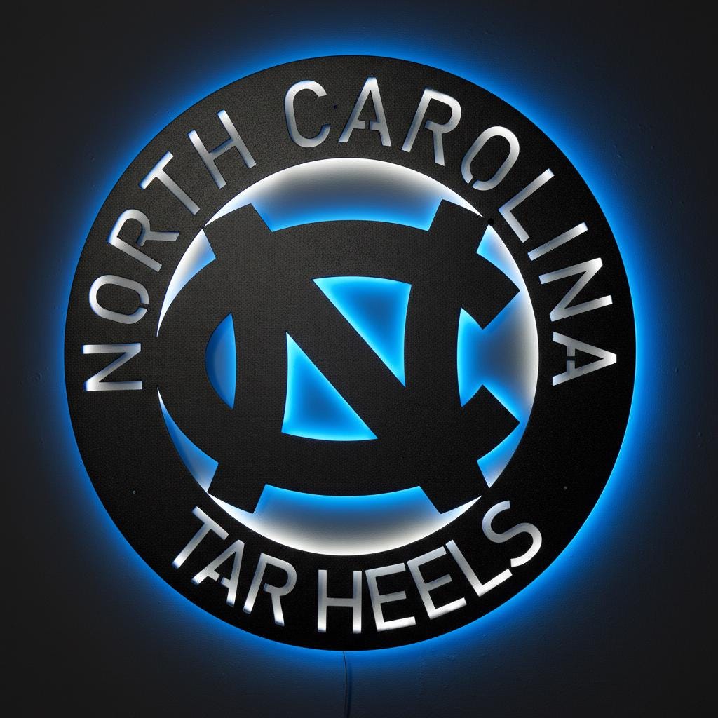 UNC Wall Art - North Carolina Tar Heels Logo Decor for Game Room