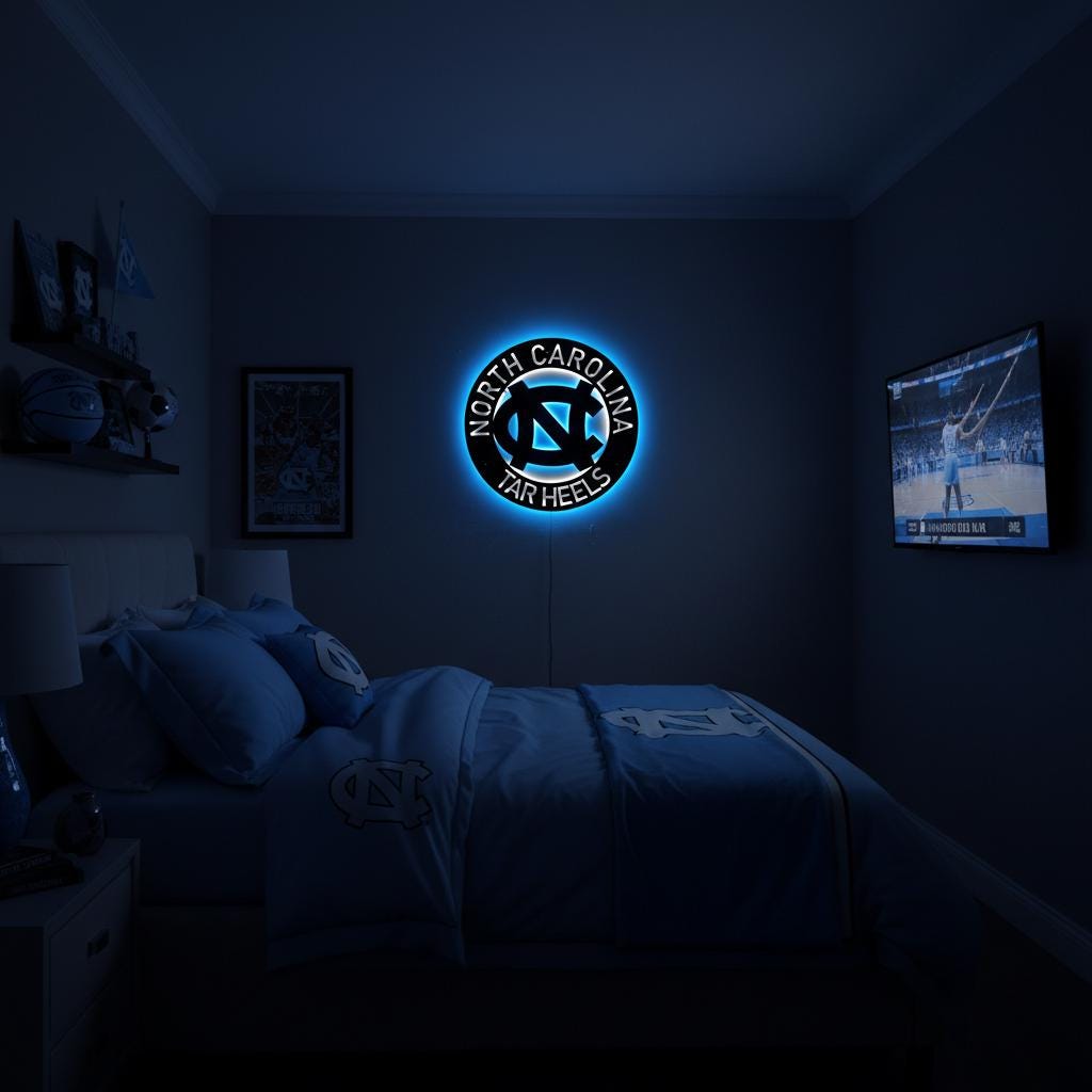UNC Wall Art - North Carolina Tar Heels Logo Decor for Game Room