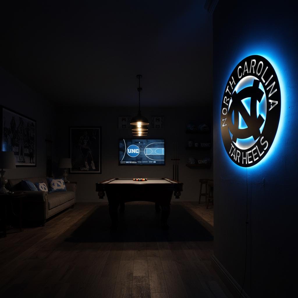 UNC Wall Art - North Carolina Tar Heels Logo Decor for Game Room