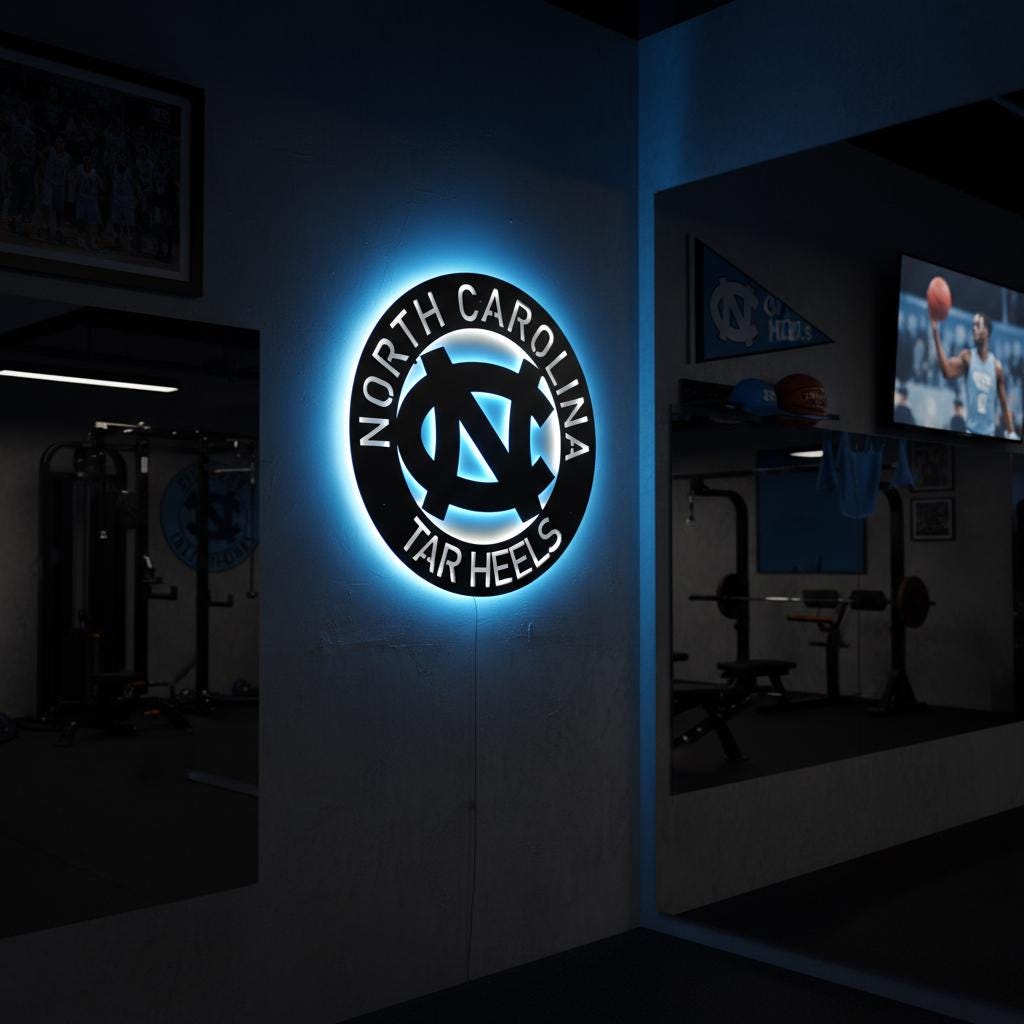 UNC Wall Art - North Carolina Tar Heels Logo Decor for Game Room