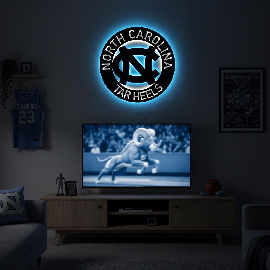UNC Wall Art - North Carolina Tar Heels Logo Decor for Game Room
