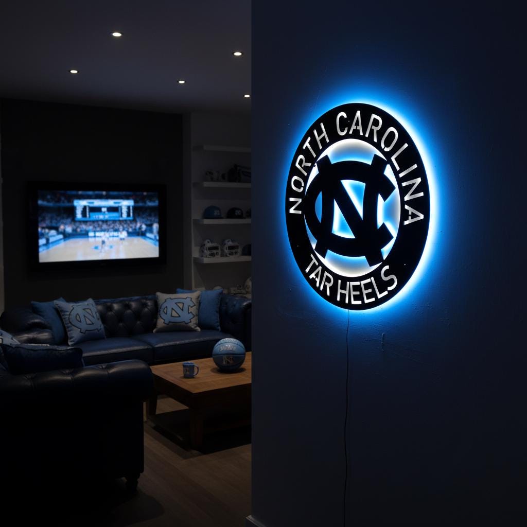 UNC Wall Art - North Carolina Tar Heels Logo Decor for Game Room