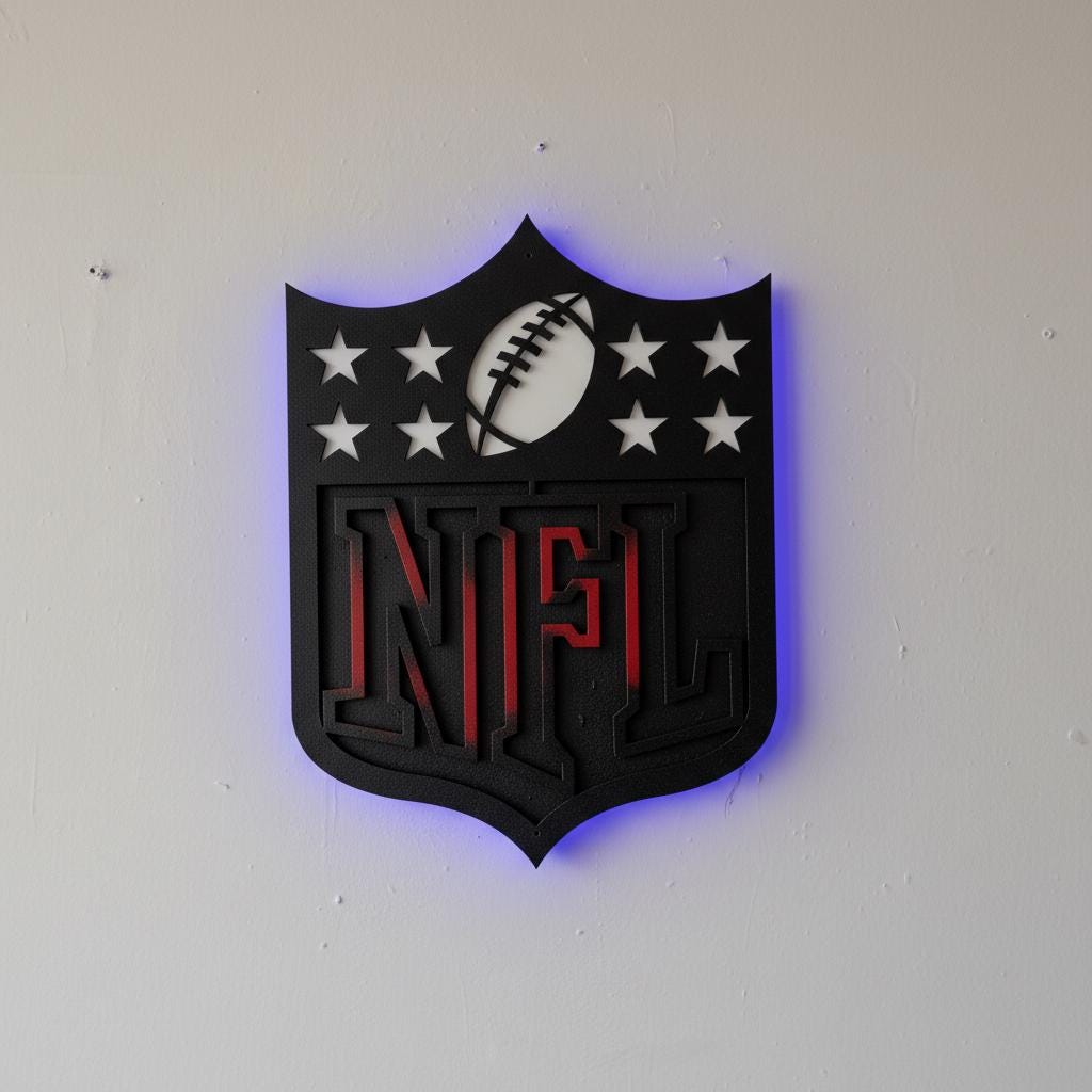 NFL Wall Art - Custom Team Logo Football Decor for Game Room & Man Cave Gift