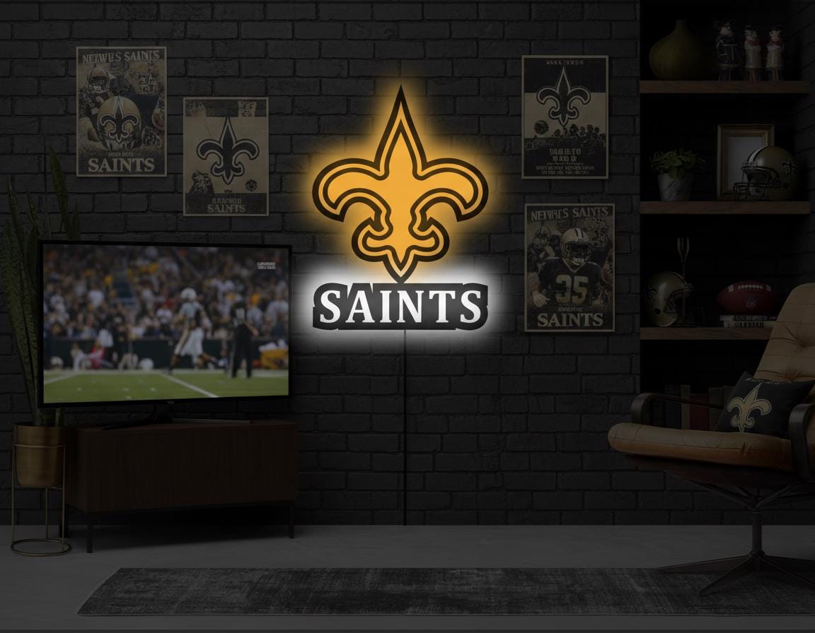 New Orleans Saints Wall Art - Who Dat Team Logo - Man Cave Decor