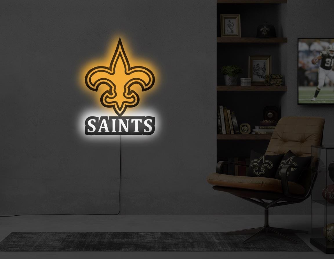New Orleans Saints Wall Art - Who Dat Team Logo - Man Cave Decor