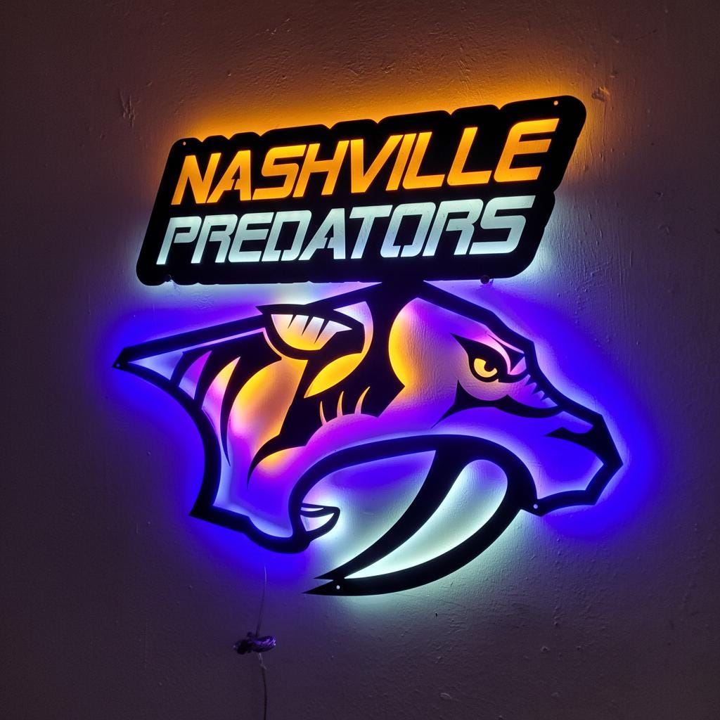 Nashville Predators Wall Art - Hockey Team Logo Game Room Decor