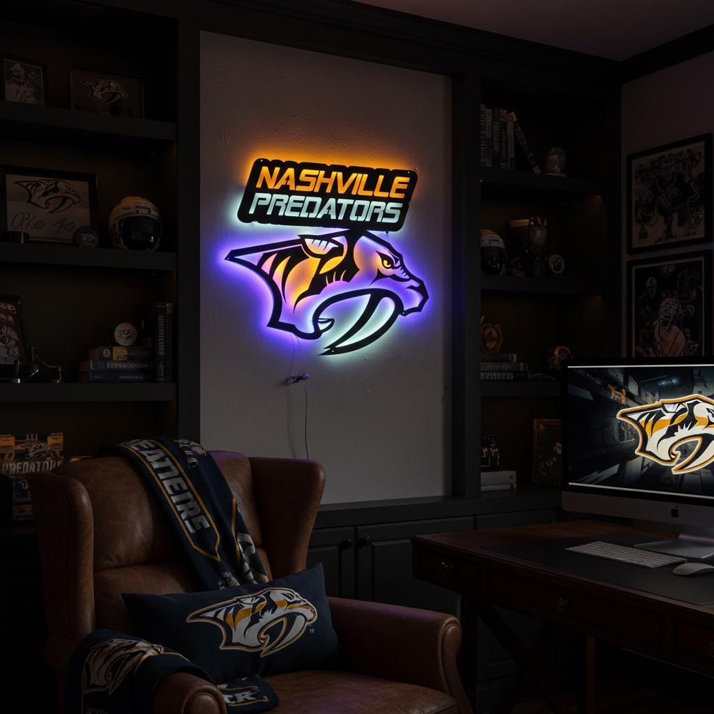 Nashville Predators Wall Art - Hockey Team Logo Game Room Decor