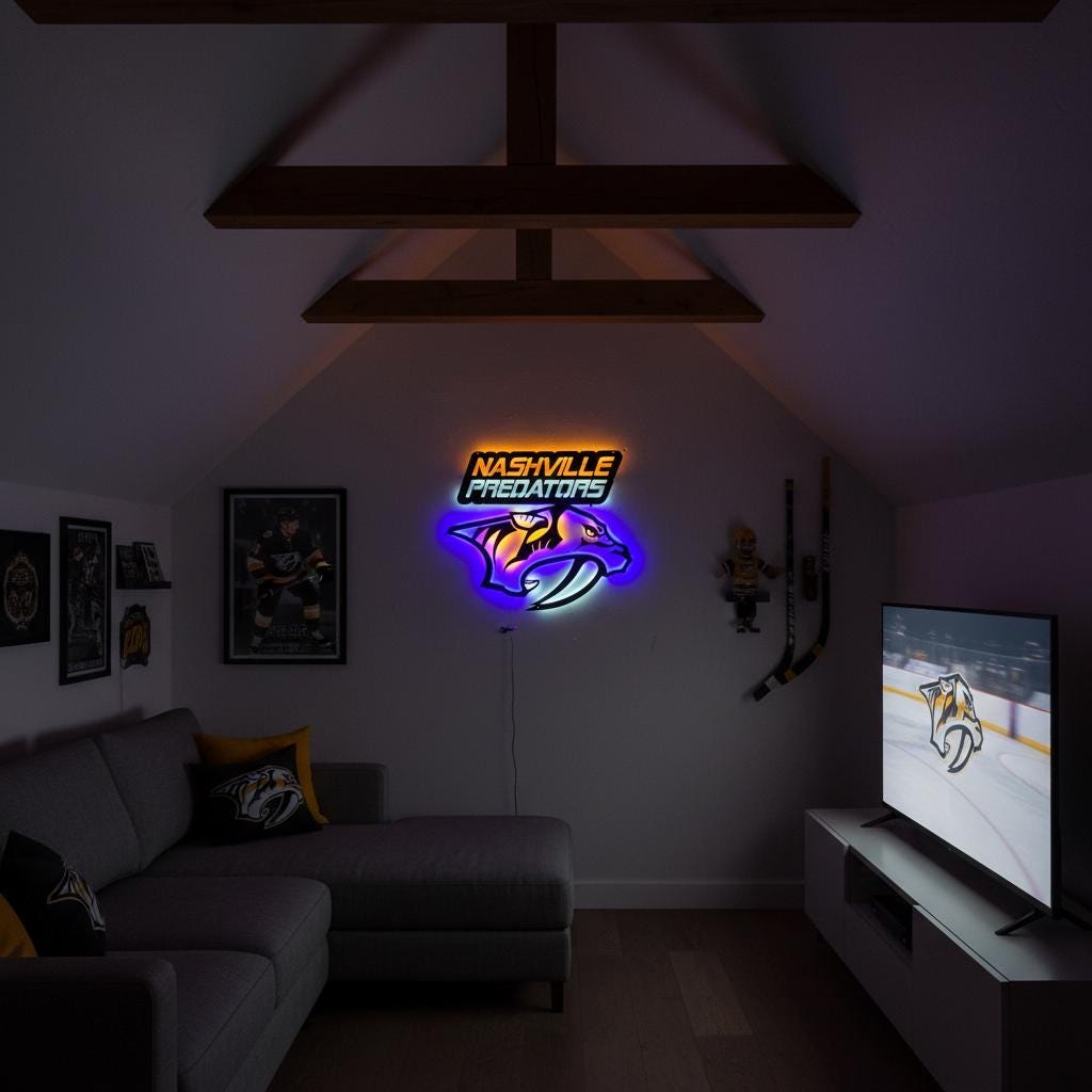Nashville Predators Wall Art - Hockey Team Logo Game Room Decor