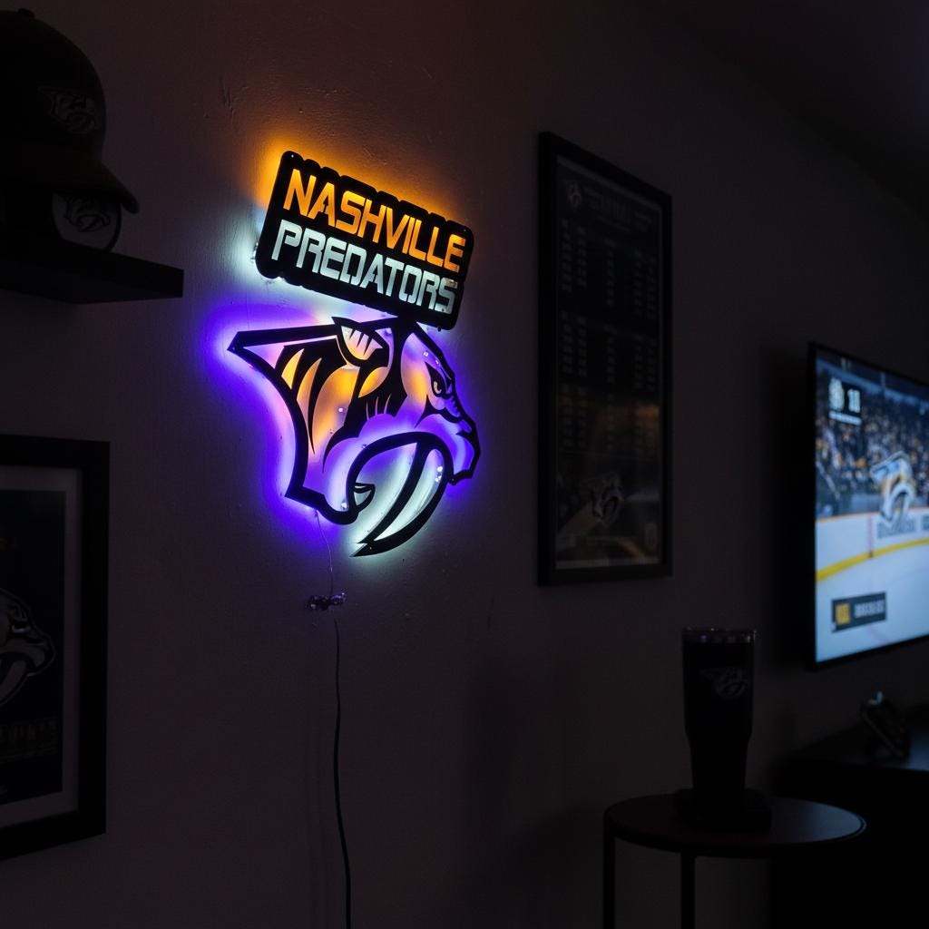 Nashville Predators Wall Art - Hockey Team Logo Game Room Decor