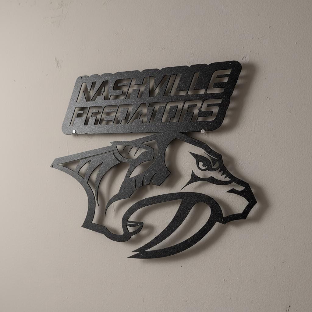 Nashville Predators Wall Art - Hockey Team Logo Game Room Decor