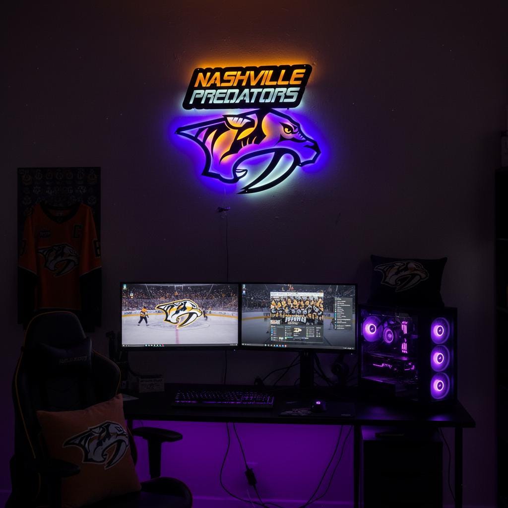 Nashville Predators Wall Art - Hockey Team Logo Game Room Decor