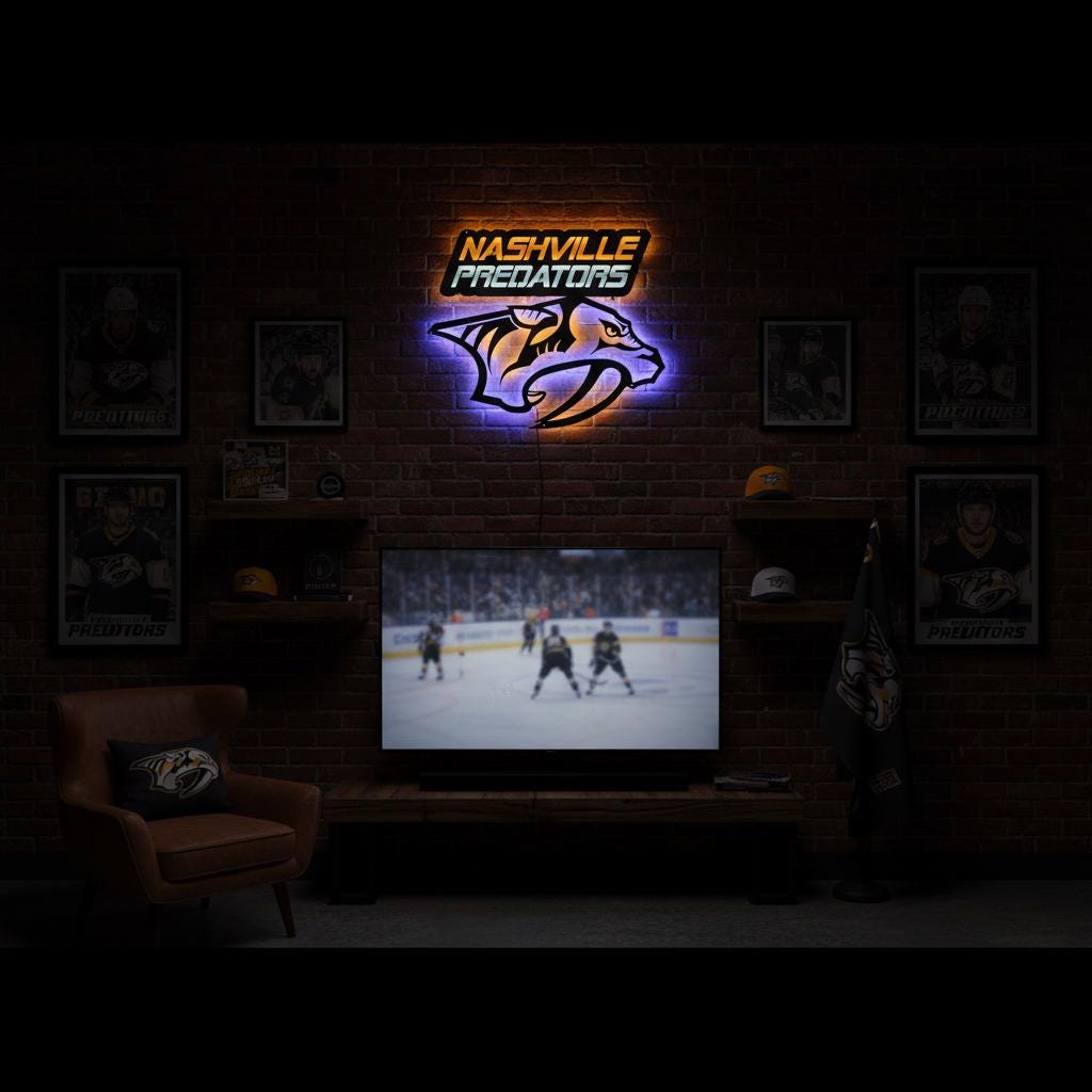 Nashville Predators Wall Art - Hockey Team Logo Game Room Decor