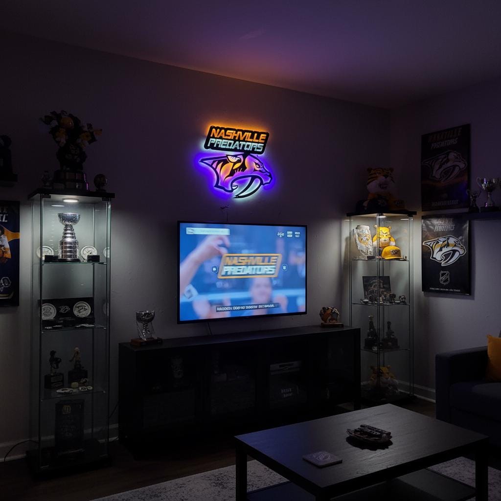 Nashville Predators Wall Art - Hockey Team Logo Game Room Decor