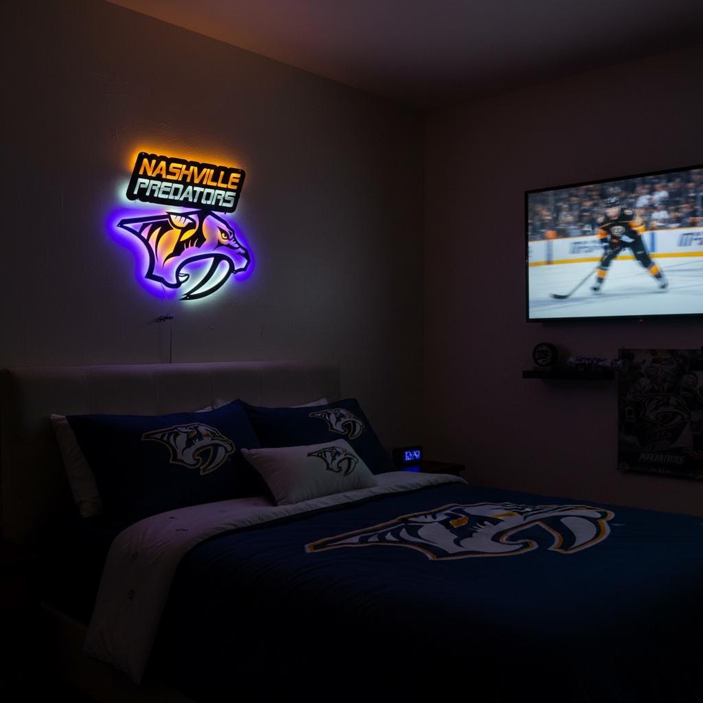 Nashville Predators Wall Art - Hockey Team Logo Game Room Decor