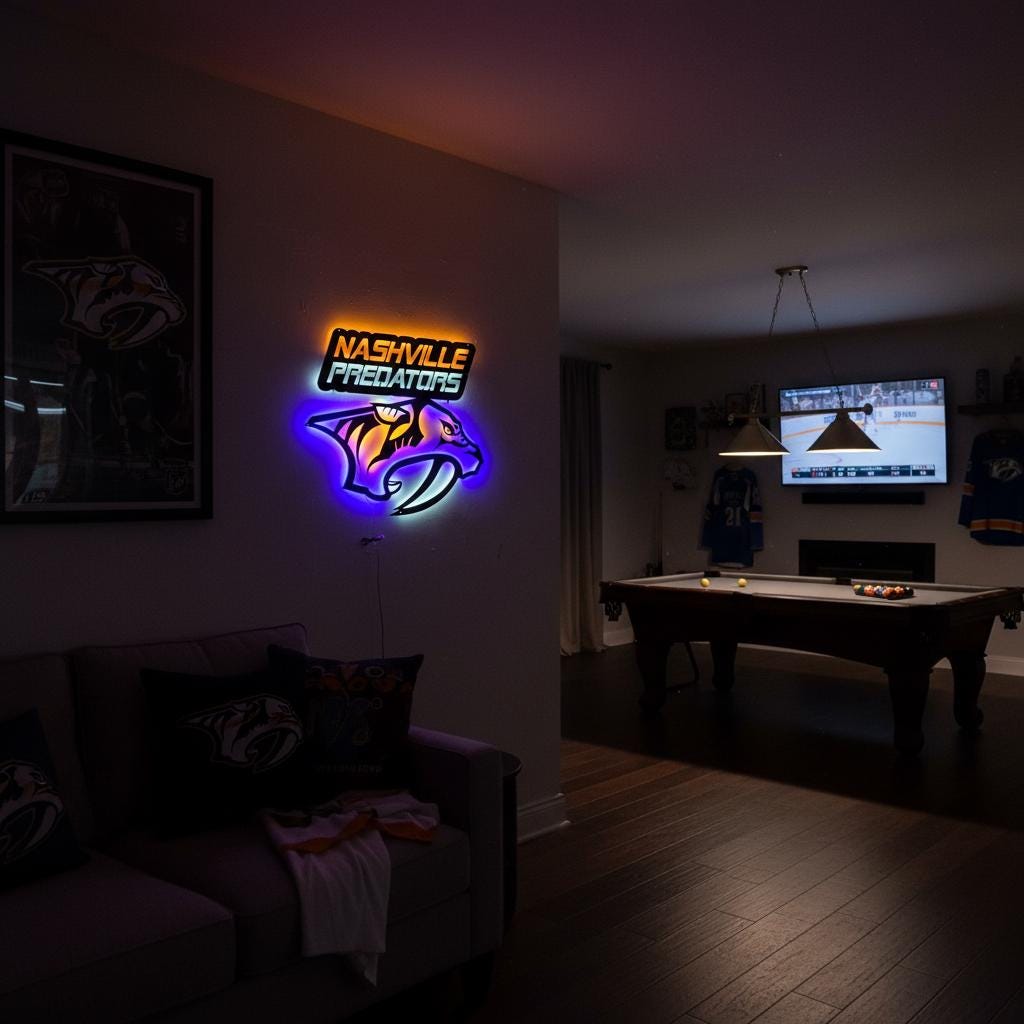 Nashville Predators Wall Art - Hockey Team Logo Game Room Decor