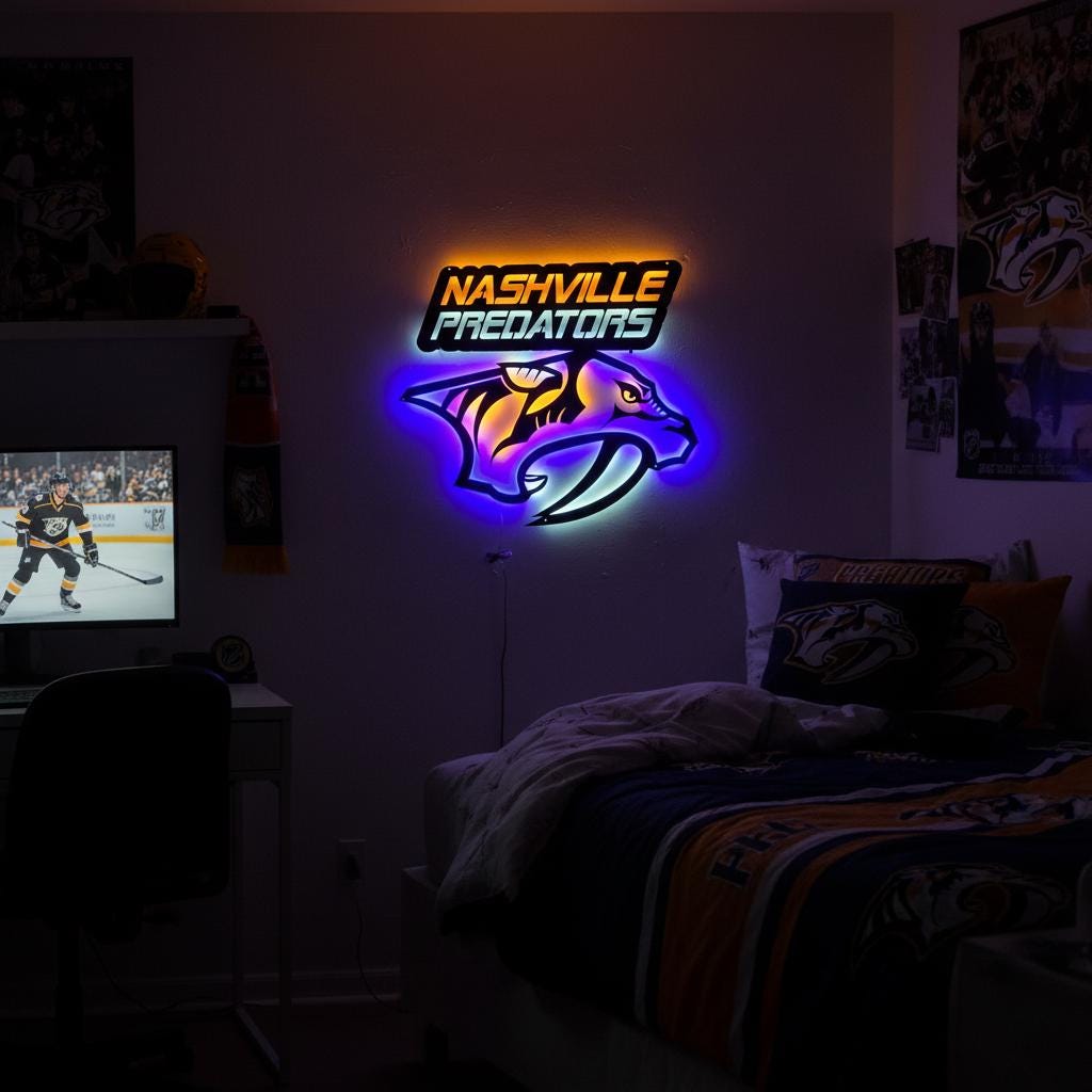 Nashville Predators Wall Art - Hockey Team Logo Game Room Decor