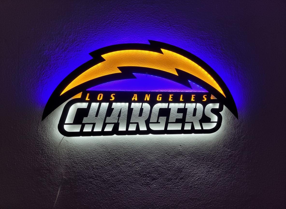 Los Angeles Chargers Wall Art - NFL Football Team Logo Game Room Decor Gift