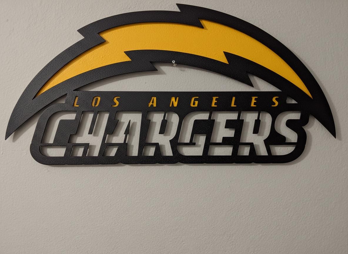 Los Angeles Chargers Wall Art - NFL Football Team Logo Game Room Decor Gift