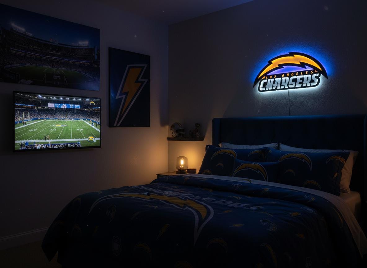 Los Angeles Chargers Wall Art - NFL Football Team Logo Game Room Decor Gift