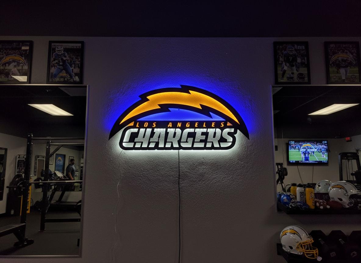 Los Angeles Chargers Wall Art - NFL Football Team Logo Game Room Decor Gift