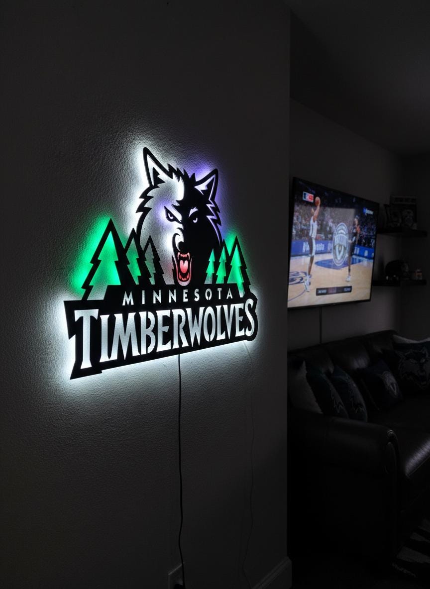 Minnesota Timberwolves Wall Art - NBA Team Logo Game Room Decor Gift