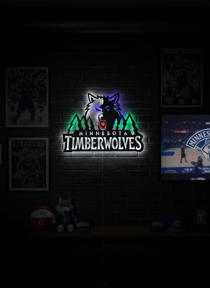 Minnesota Timberwolves Wall Art - NBA Team Logo Game Room Decor Gift