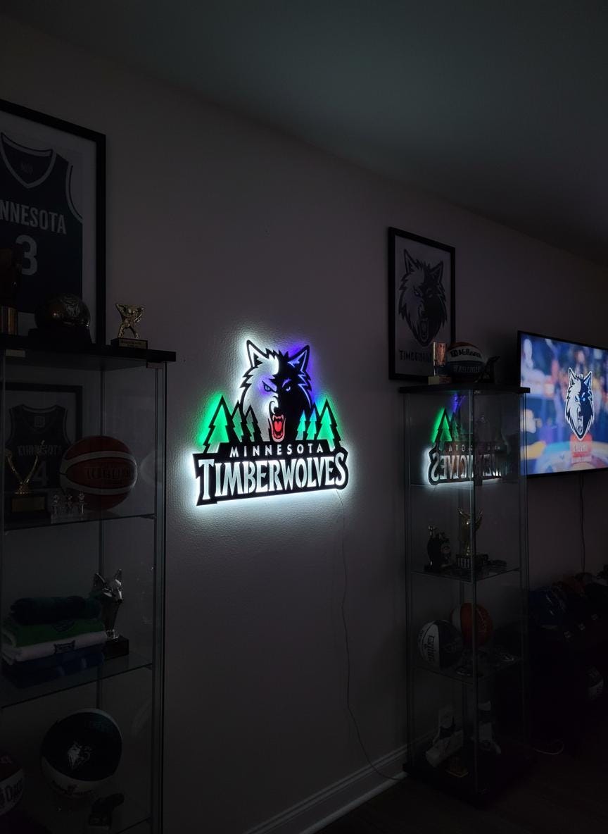 Minnesota Timberwolves Wall Art - NBA Team Logo Game Room Decor Gift