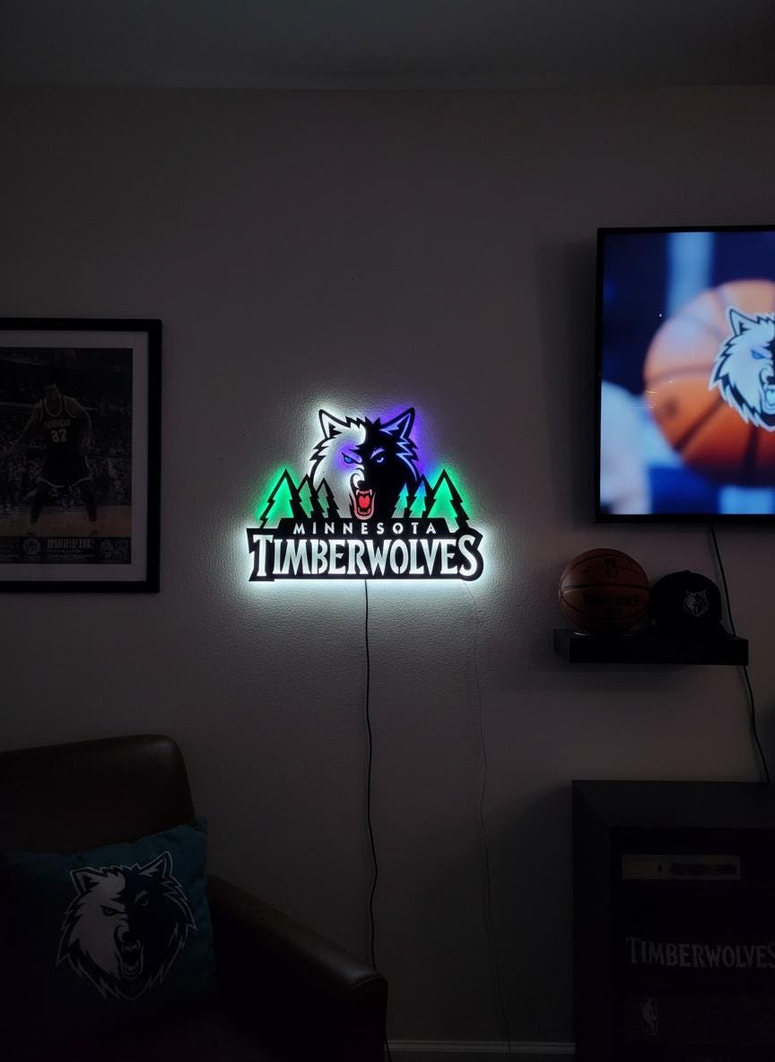 Minnesota Timberwolves Wall Art - NBA Team Logo Game Room Decor Gift
