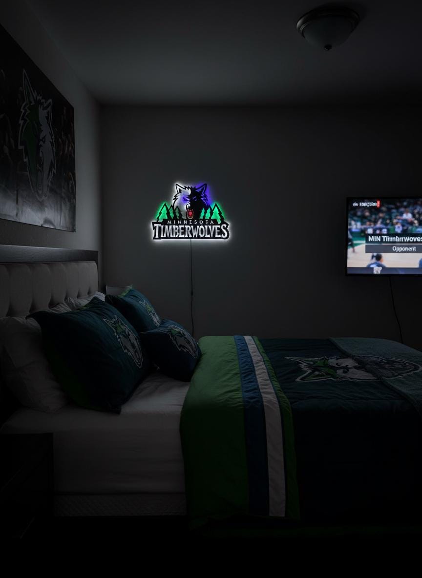 Minnesota Timberwolves Wall Art - NBA Team Logo Game Room Decor Gift