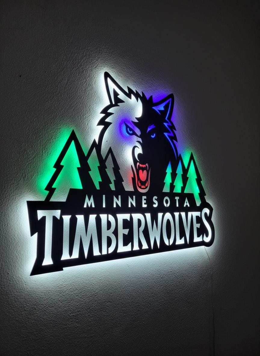 Minnesota Timberwolves Wall Art - NBA Team Logo Game Room Decor Gift