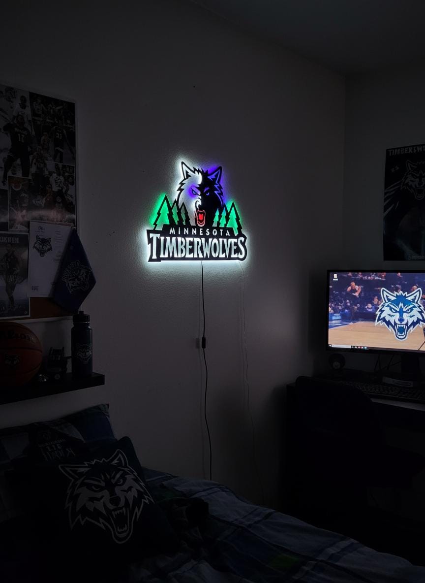 Minnesota Timberwolves Wall Art - NBA Team Logo Game Room Decor Gift