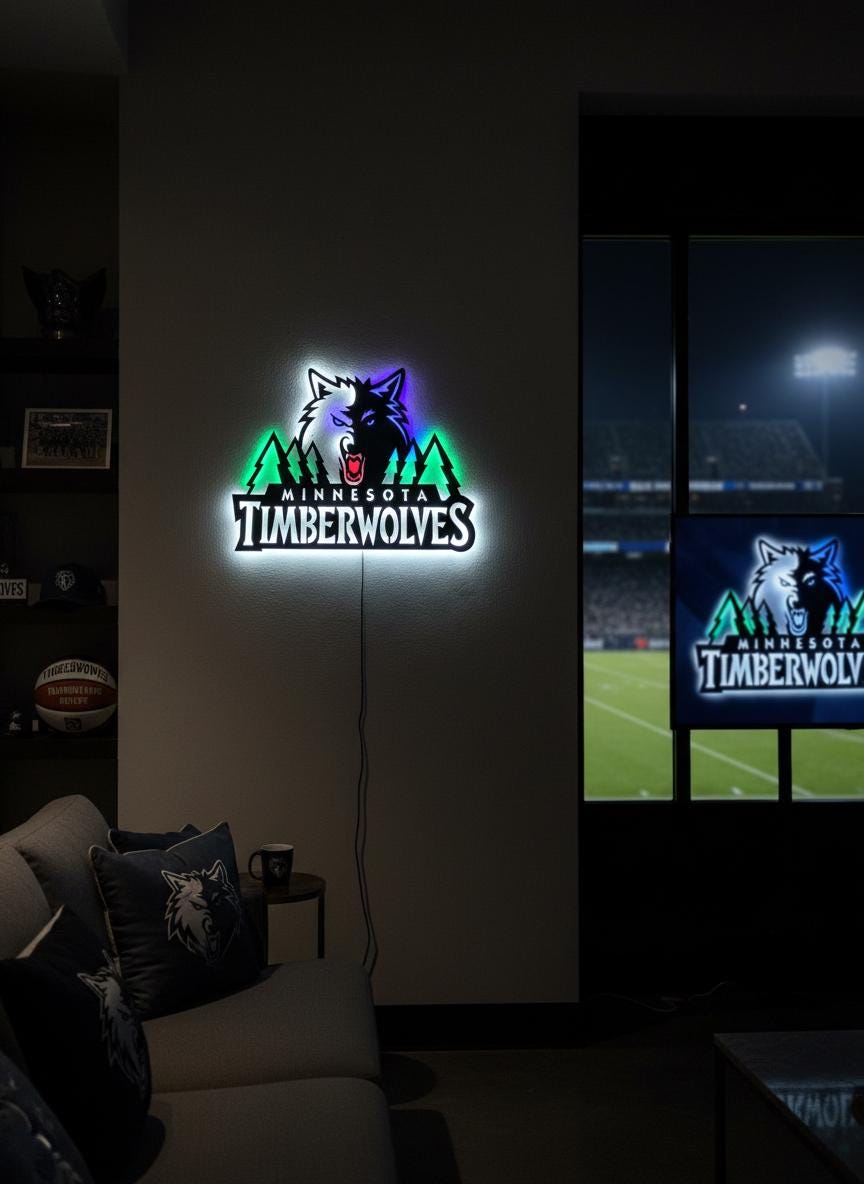 Minnesota Timberwolves Wall Art - NBA Team Logo Game Room Decor Gift