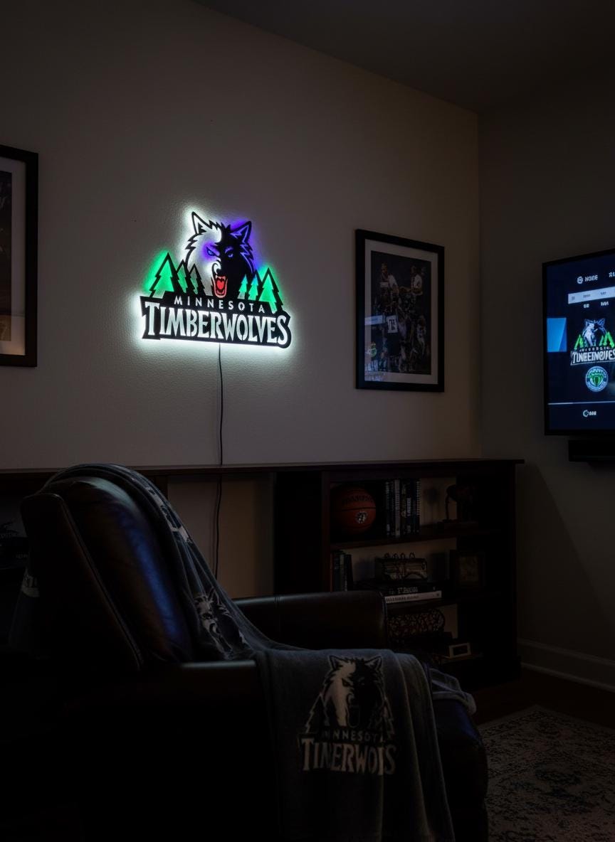 Minnesota Timberwolves Wall Art - NBA Team Logo Game Room Decor Gift