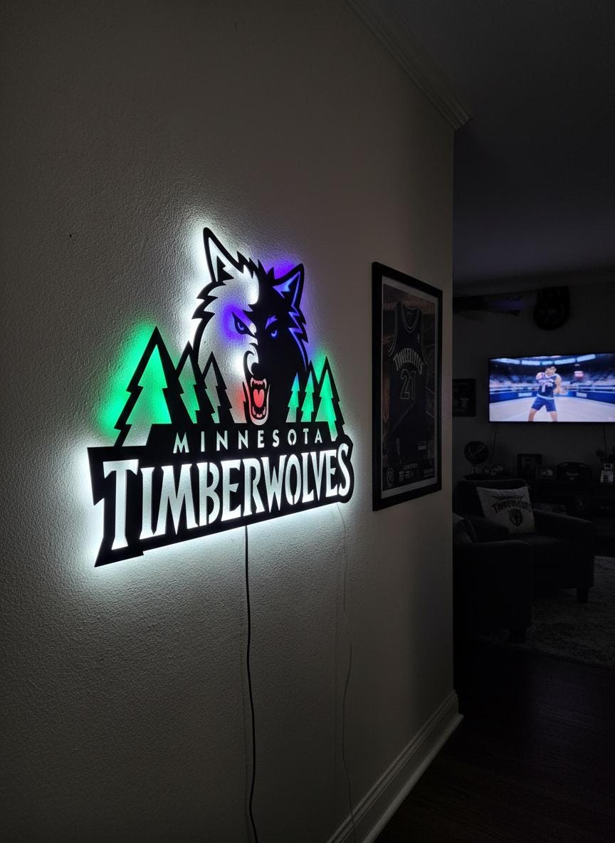 Minnesota Timberwolves Wall Art - NBA Team Logo Game Room Decor Gift