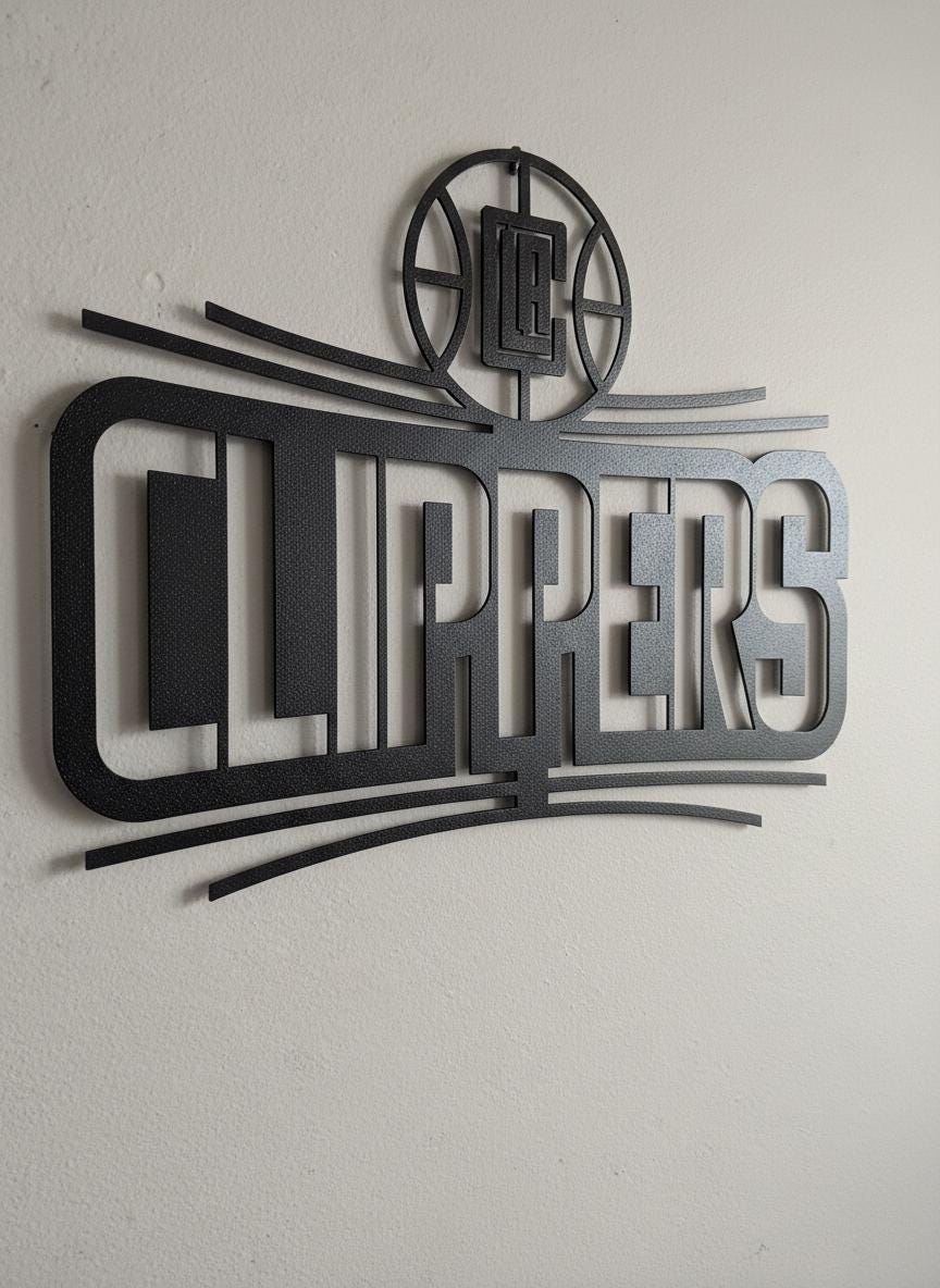 Clippers Wall Art - Los Angeles Basketball Team Logo Game Room Decor