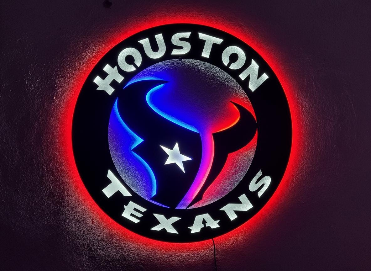 Houston Texans Wall Art - Football Team Logo Home Bar Man Cave Decor Gift