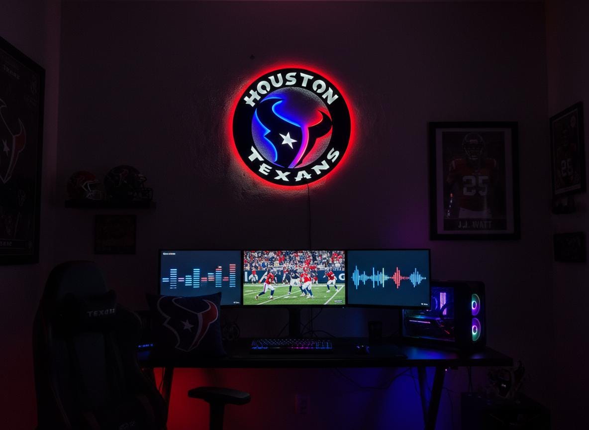Houston Texans Wall Art - Football Team Logo Home Bar Man Cave Decor Gift