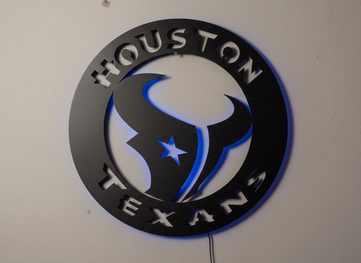 Houston Texans Wall Art - Football Team Logo Home Bar Man Cave Decor Gift