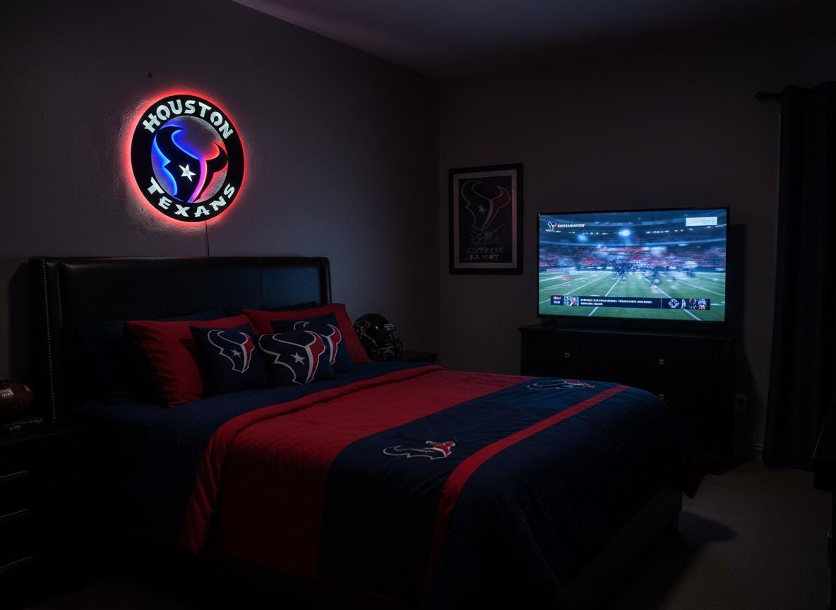 Houston Texans Wall Art - Football Team Logo Home Bar Man Cave Decor Gift