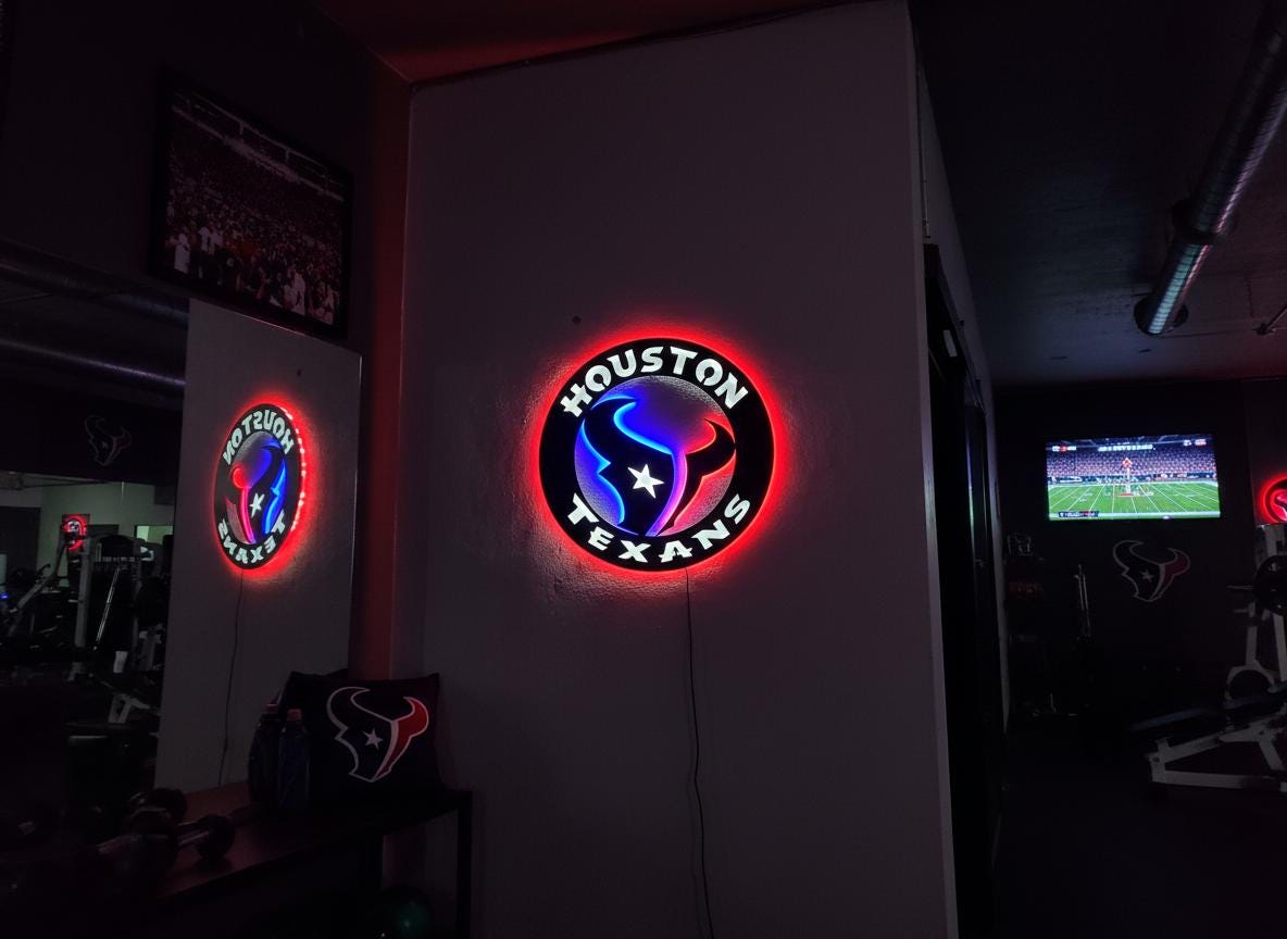 Houston Texans Wall Art - Football Team Logo Home Bar Man Cave Decor Gift